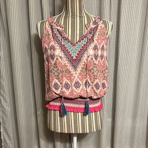 Rose & Olive Bohemian Pink and Blue Women's Top